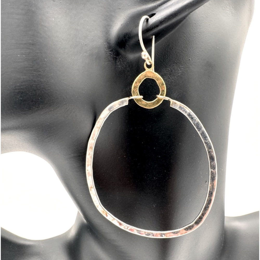 Sterling Silver Brass Double
Hoops Earrings Dynamic Duo Drop